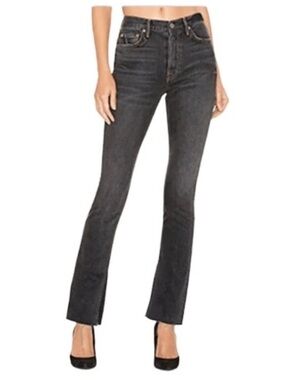 GRLFRND Addison Jeans Split Hem 100% Cotton Washed Black Size 24